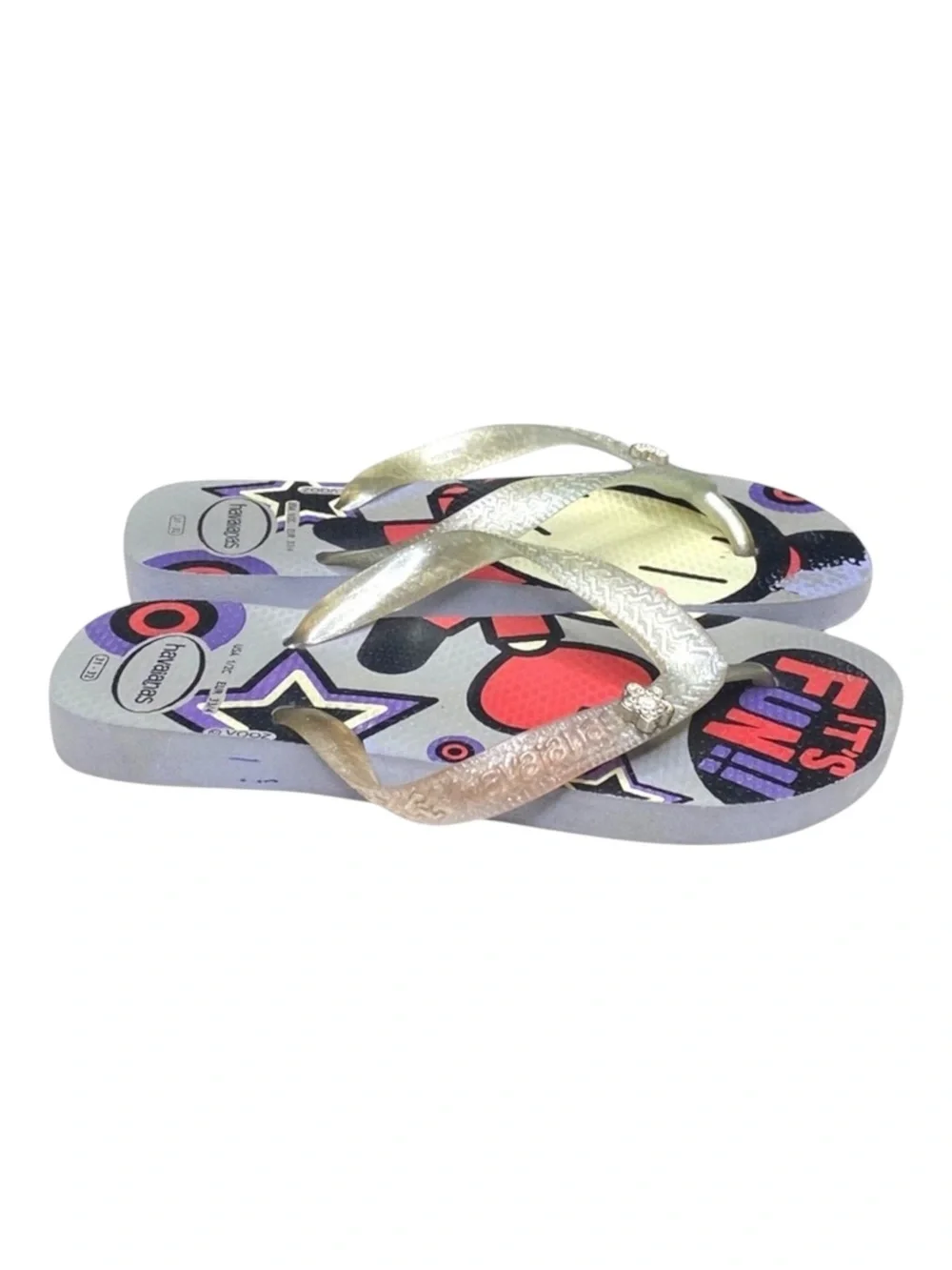 Havaianas x VOOZ ☼ Thong Flip Flop Sandals ☼ Decorative Crystalized Studs ☼ Grey